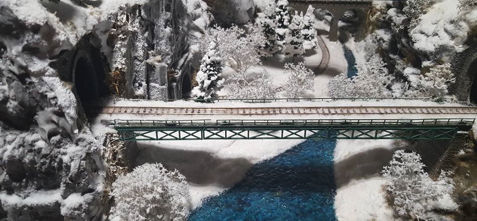 Christmas model train diorama